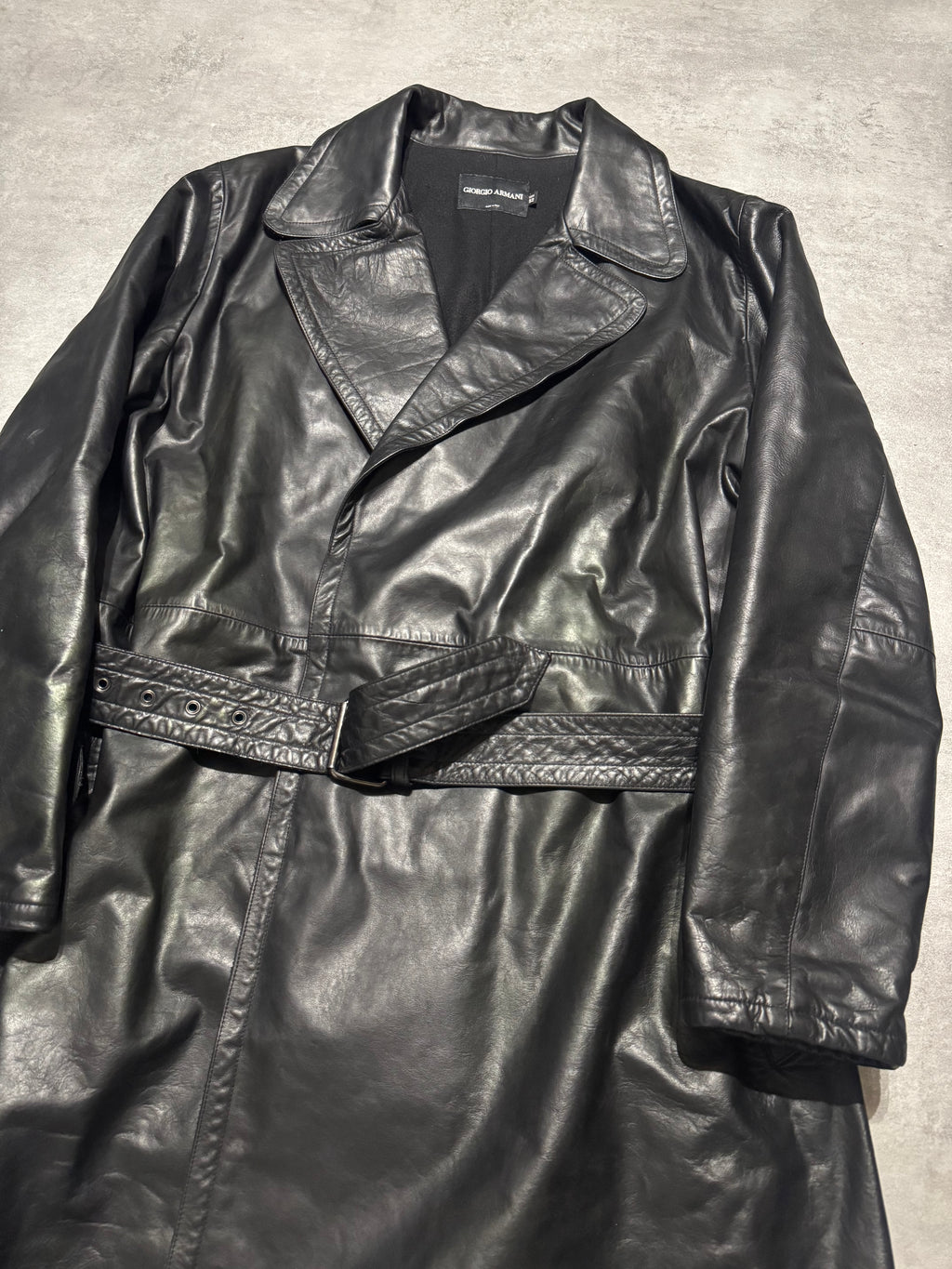 1990s Giorgio Armani Black Leather Jacket (M)