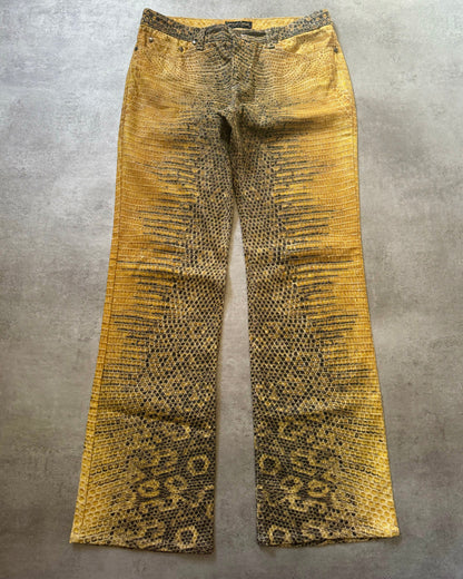 1990s Roberto Cavalli Bees Yellow Scales Pants (M)