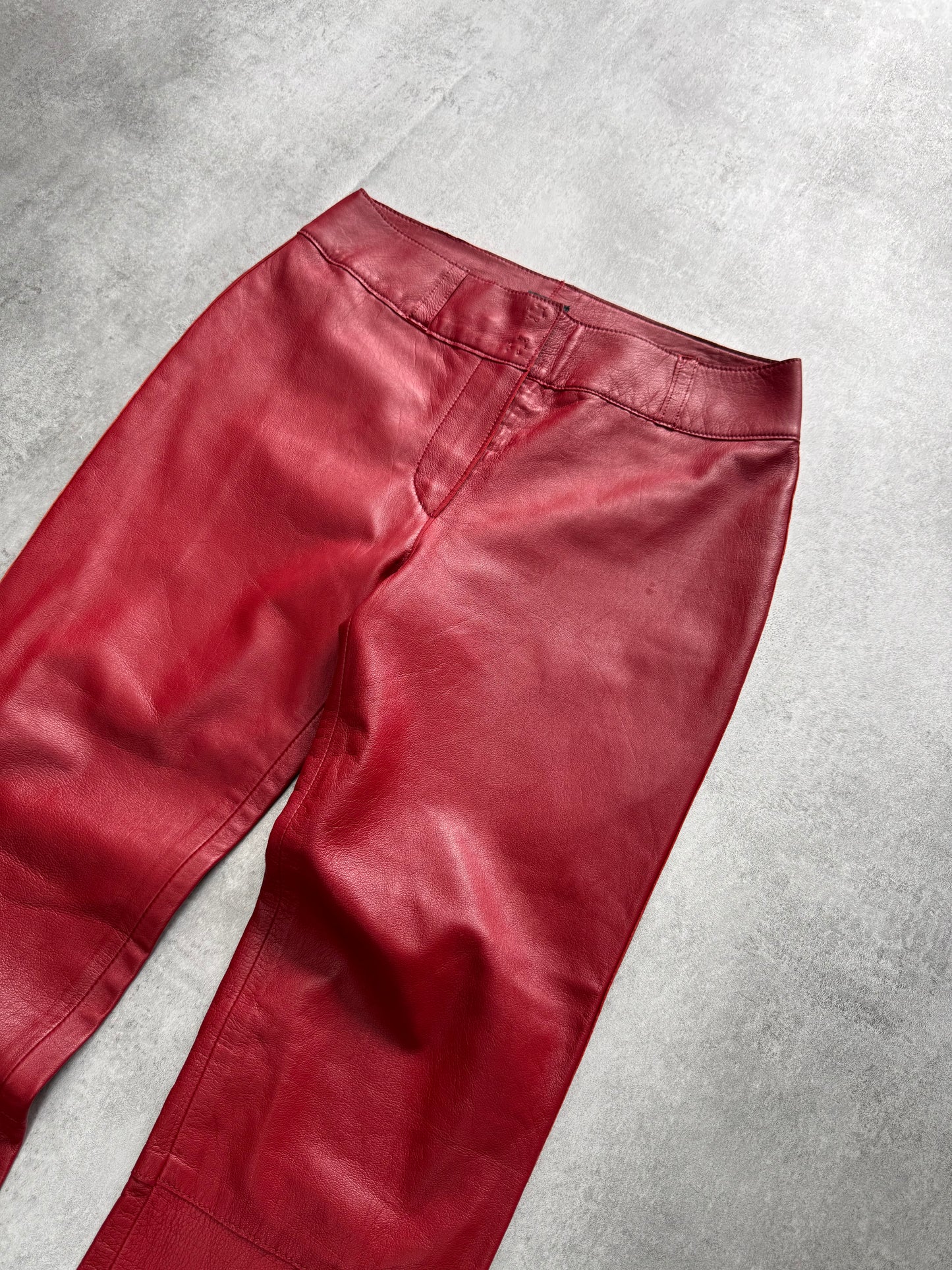 2000s Dolce & Gabbana Red Leather Pants (XS/S)