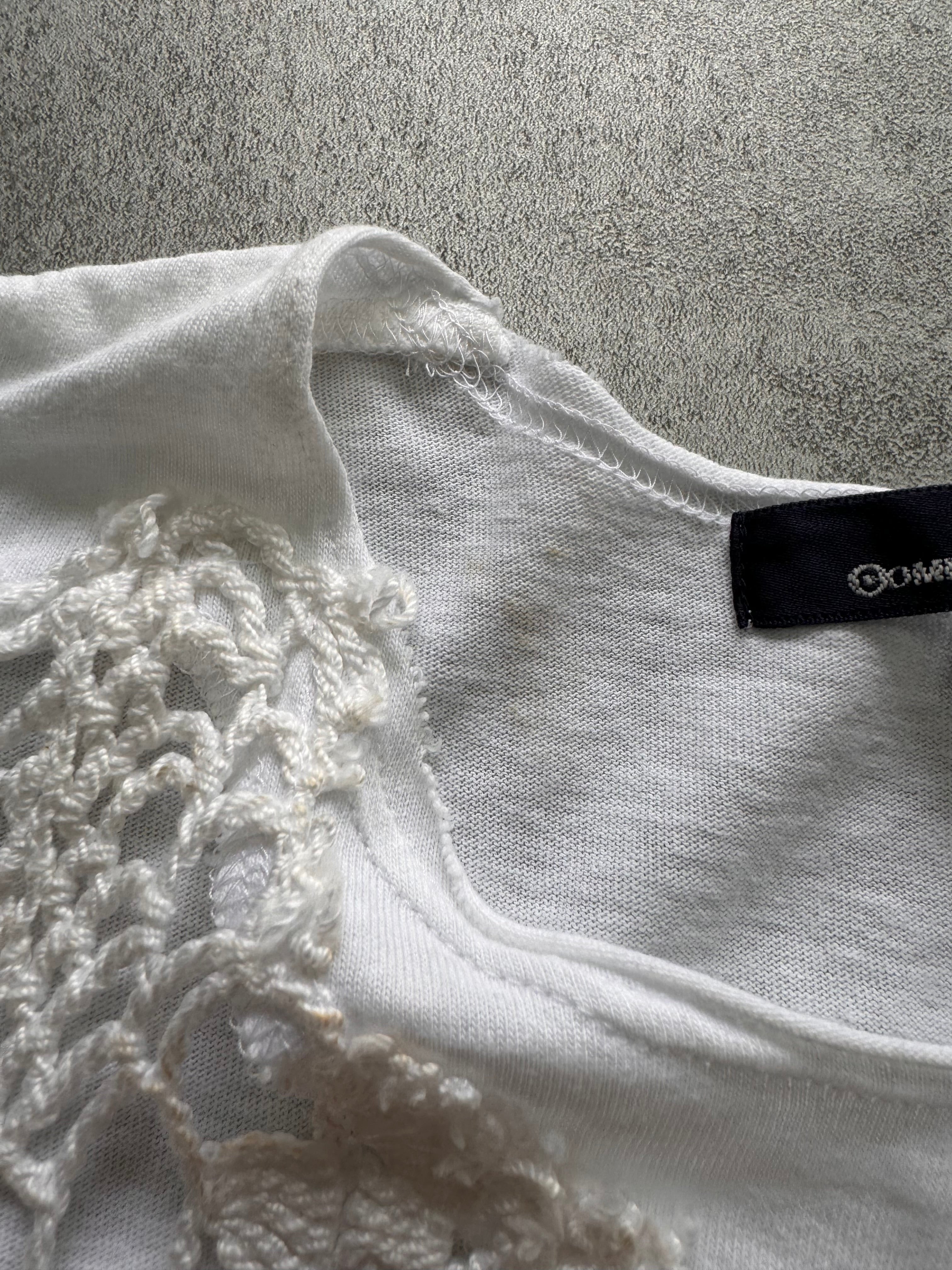 Comme Des Garçons White Floral Tricot Tee