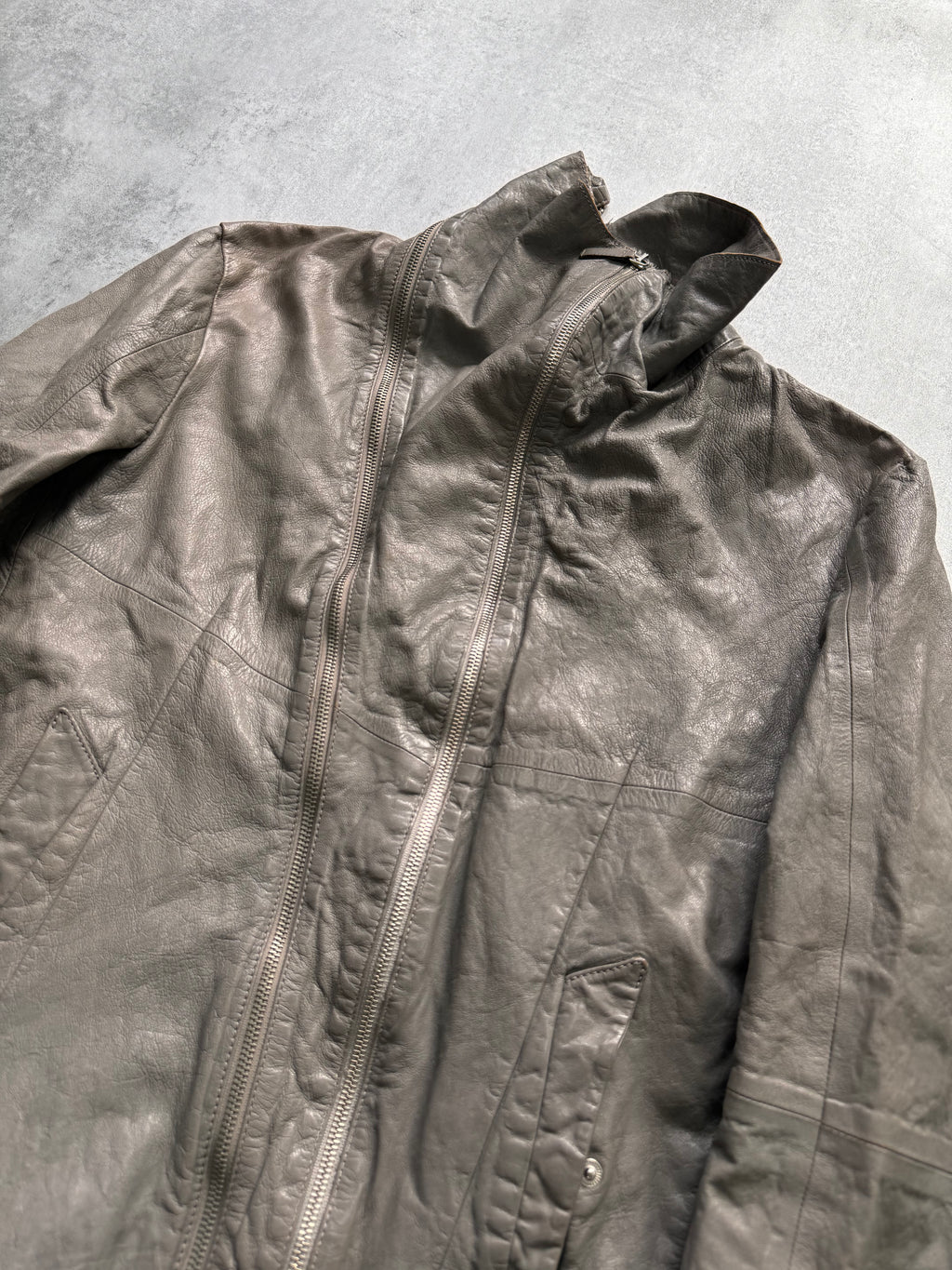 SS2012 Emporio Armani Asymmetrical Brut Leather Jacket