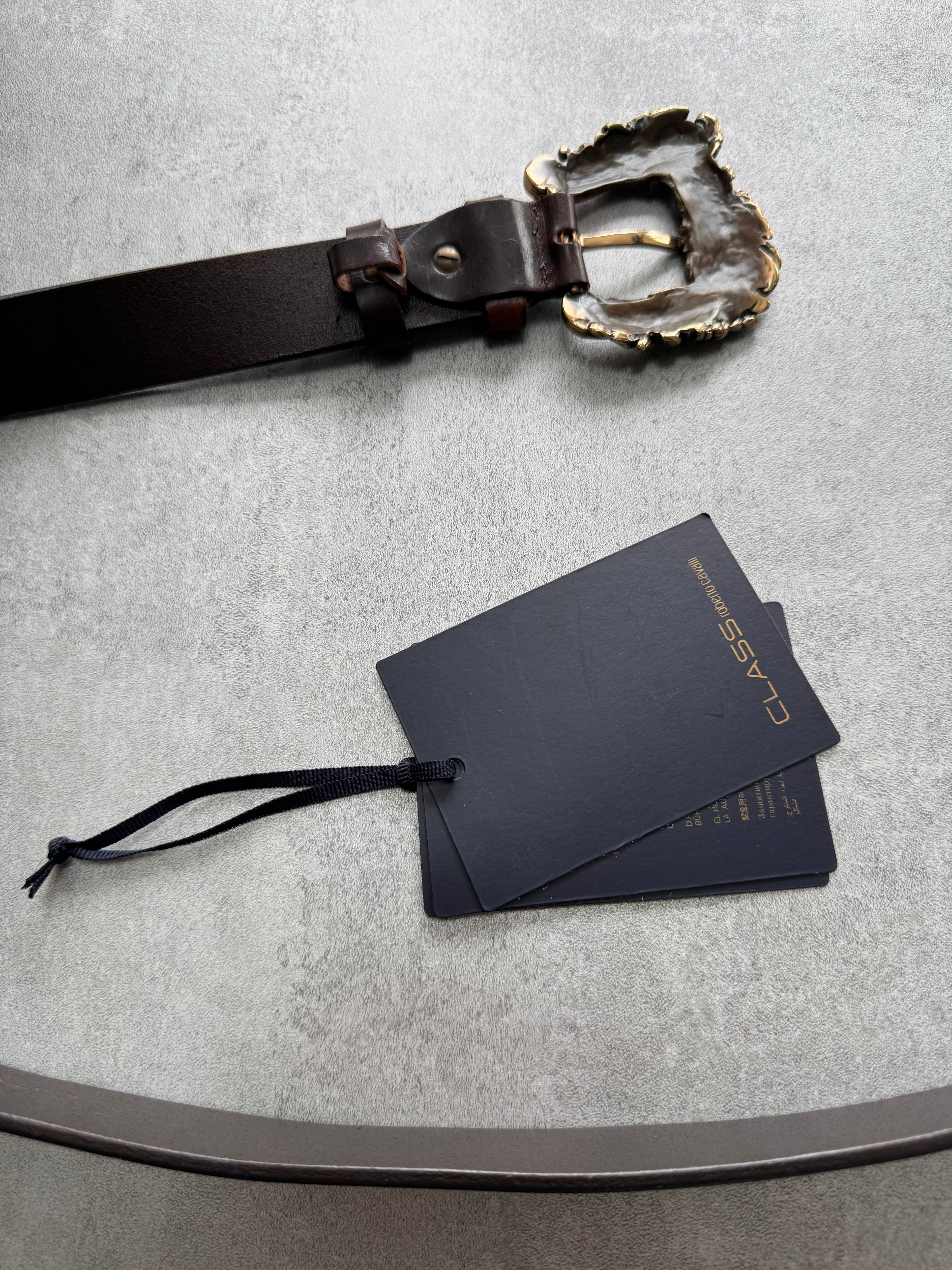 Cavalli Class Molding Buckle Leather Belt