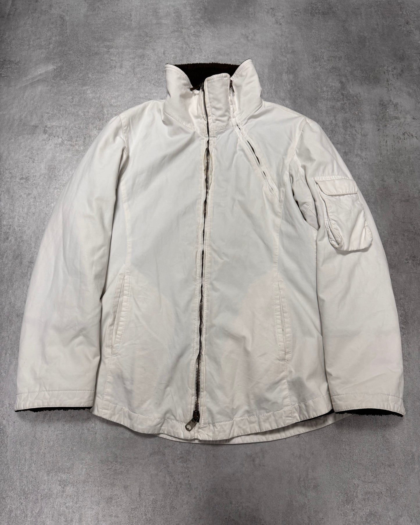 1990s Emporio Armani Snow White Double Zipper Jacket (M/L)