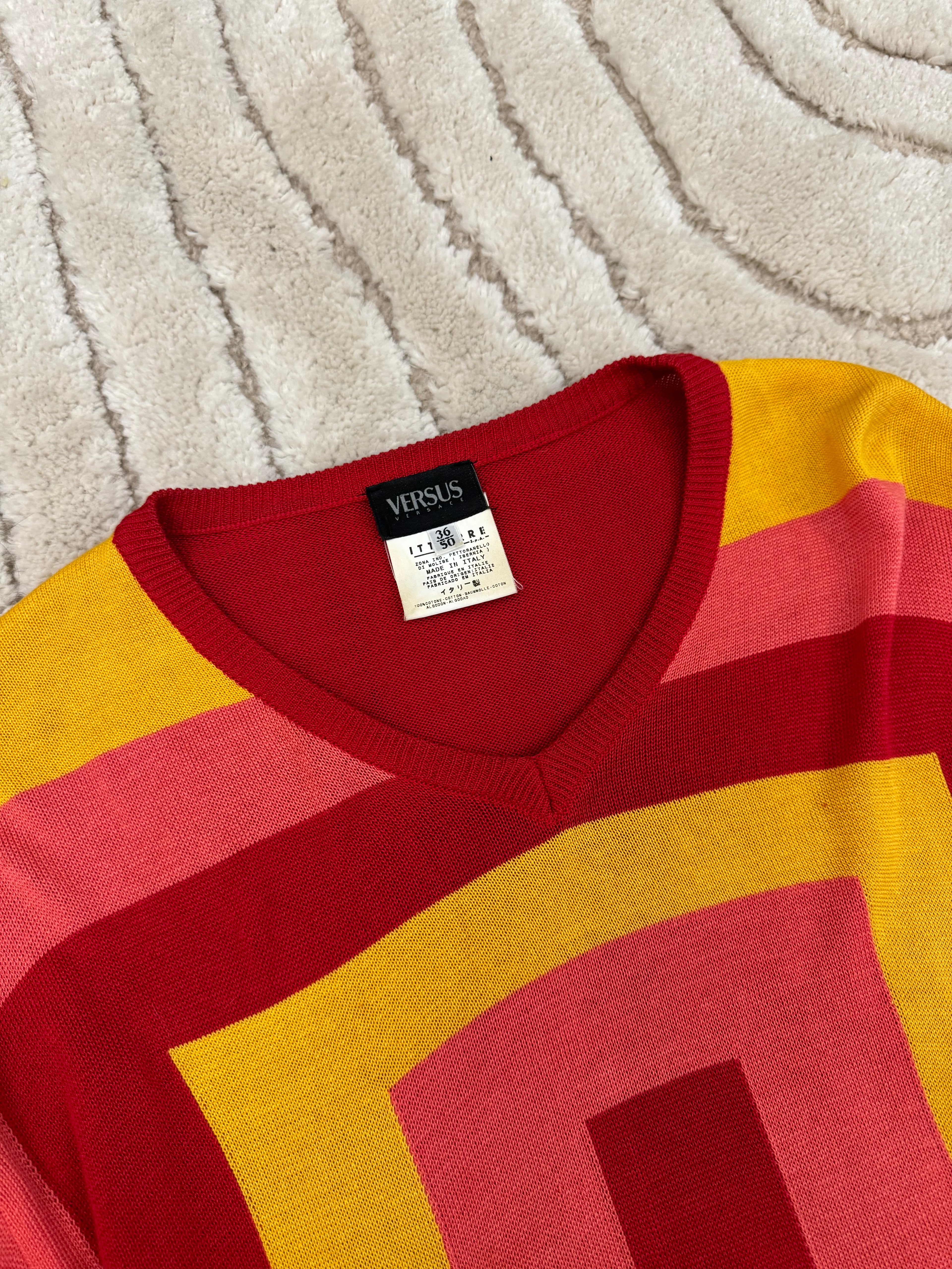 2000年代 ヴェルサーチ レクタングル ストリップ セーター (S/M)