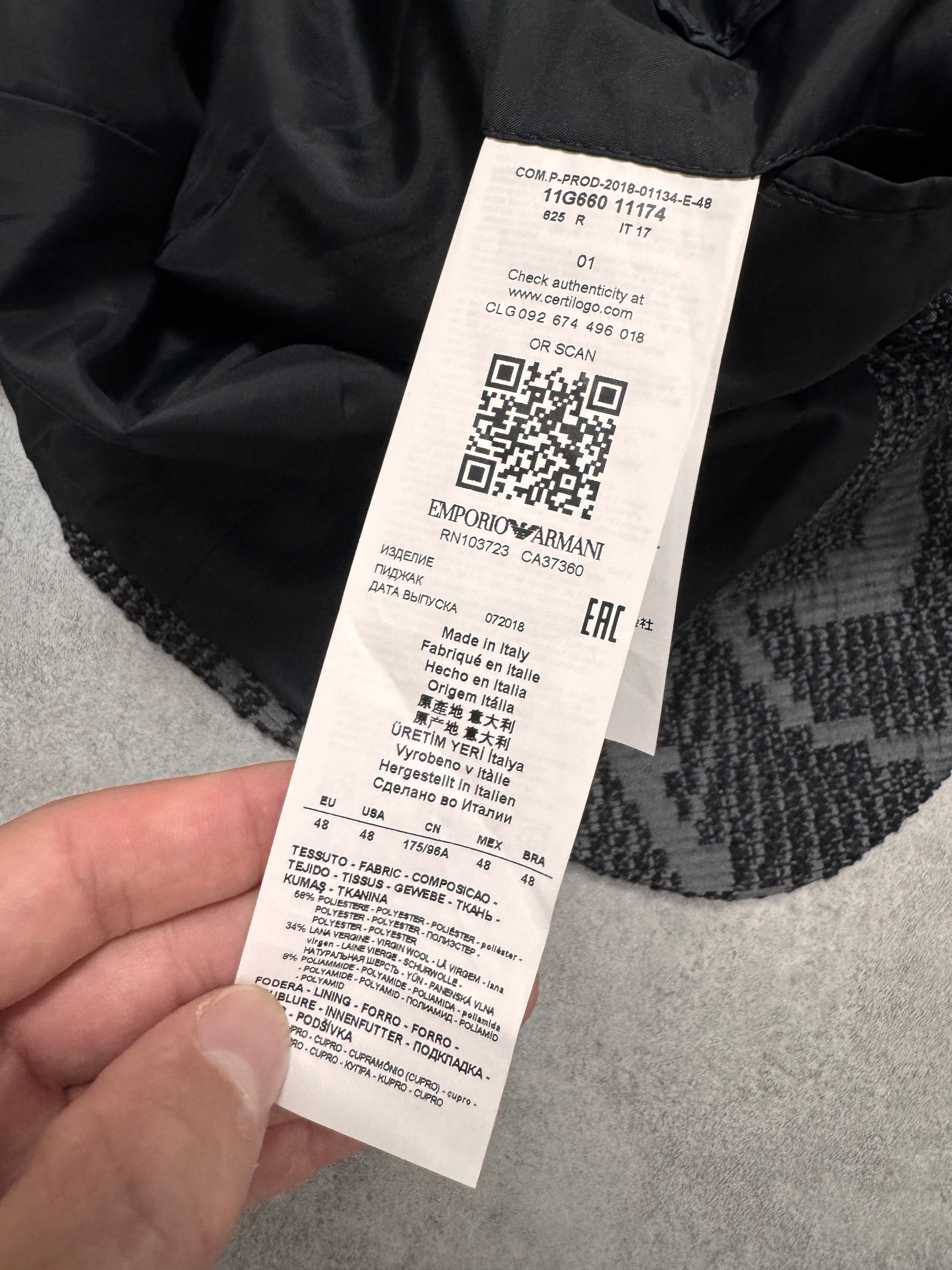 FW2018 Emporio Armani Floral Black Suit Jacket