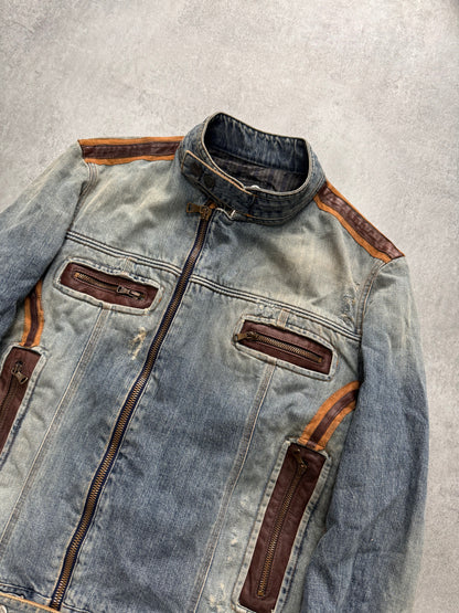 AW2005 Dolce & Gabbana Biker Hybrid Denim Jacket (M)