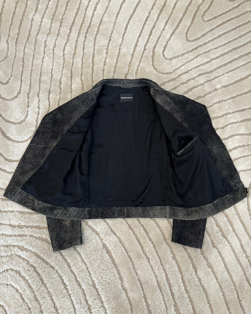 FW2015 Armani Asymmetrical Raw Leather Jacket (M)