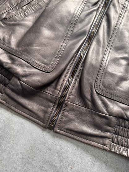 2000s Dolce & Gabbana Grey Lambskin Leather Jacket (L)