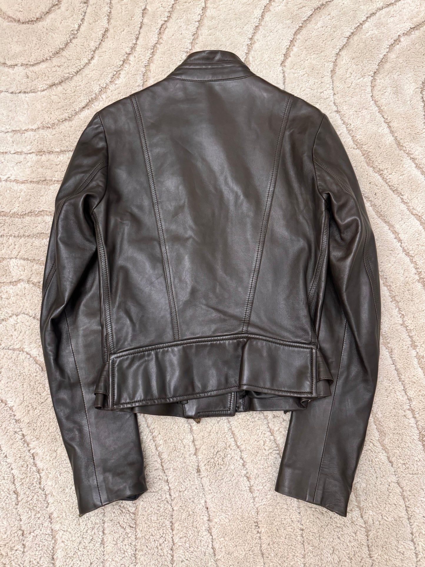 2000s Plein Sud Utility Deep Brown Leather Jacket (XS/S)
