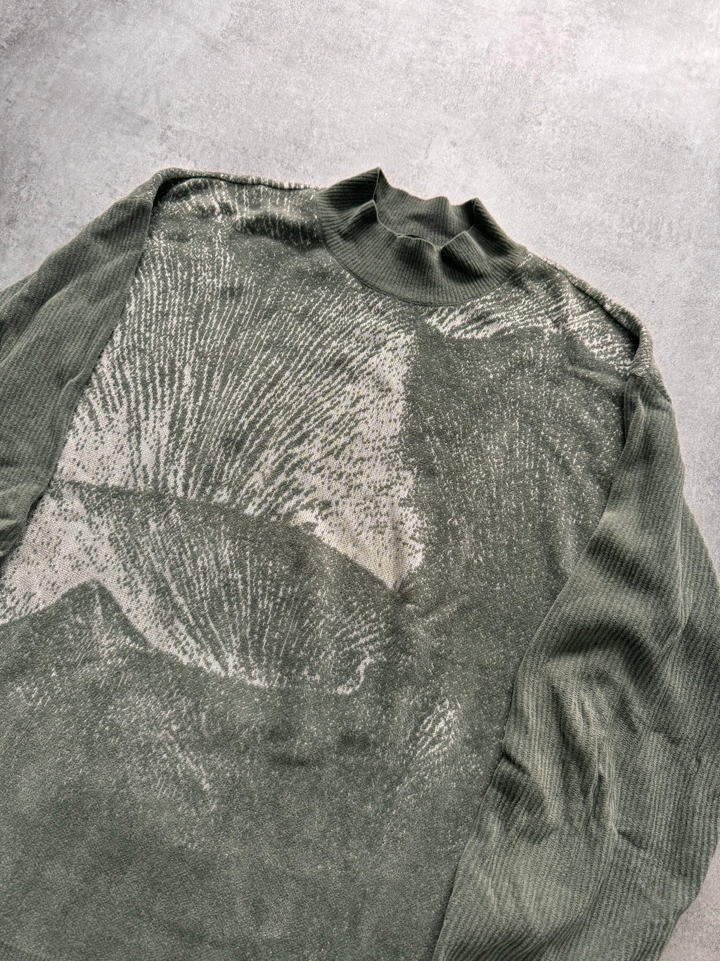 SS2020 Emporio Armani Mountain Landscape High Neck Kaki Sweater
