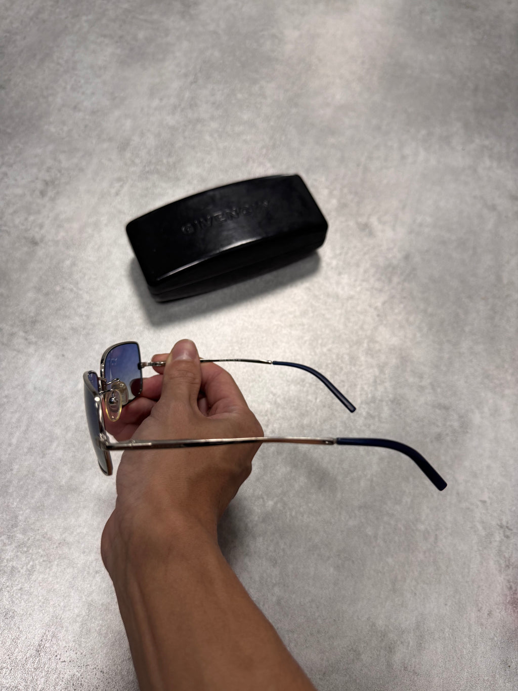 2000s Givenchy Soft Blue Rectangle Sunglasses