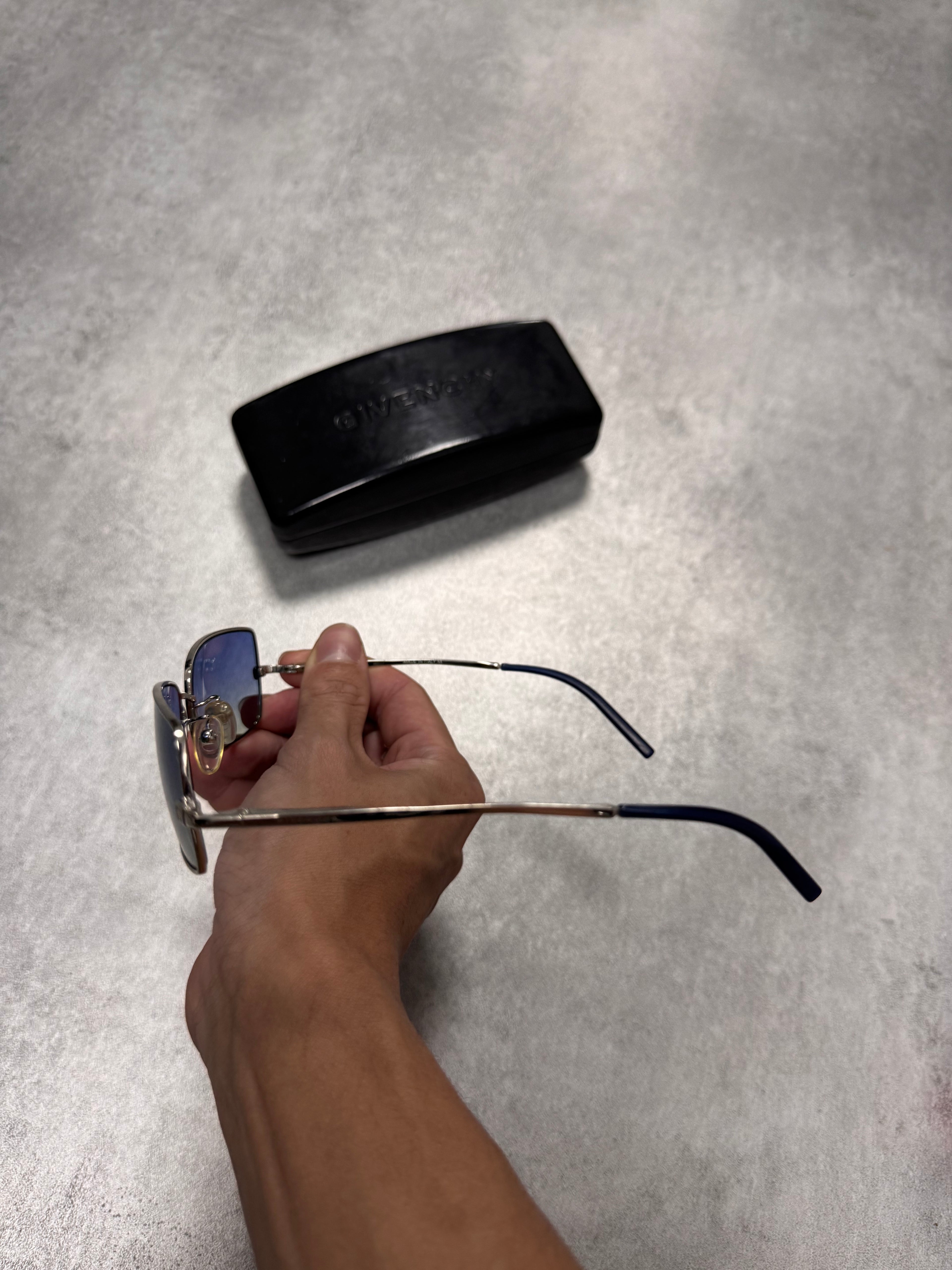 2000s Givenchy Soft Blue Rectangle Sunglasses