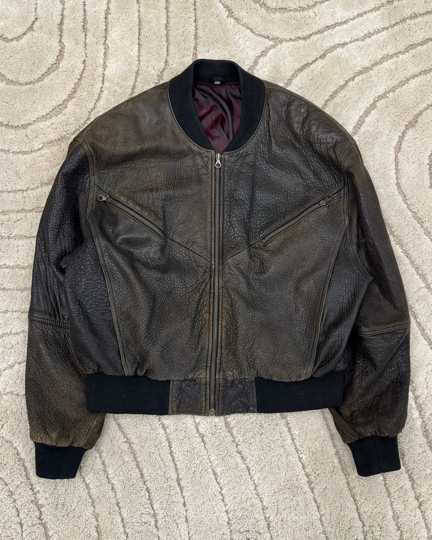 1980s Balenciaga Cropped Grain Leather Bomber Jacket (M)