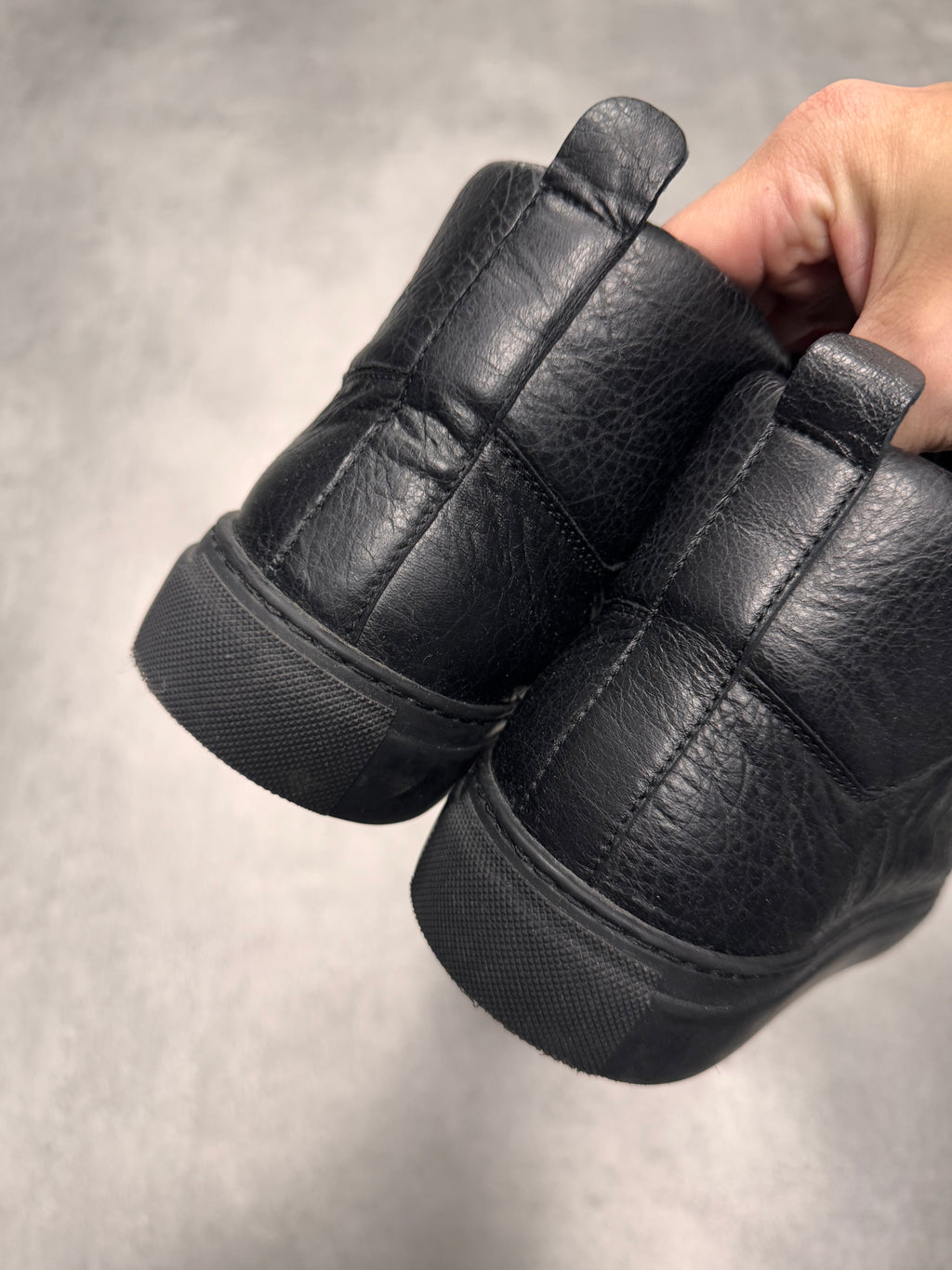 Balenciaga Arena High Black Cracked Leather Sneakers