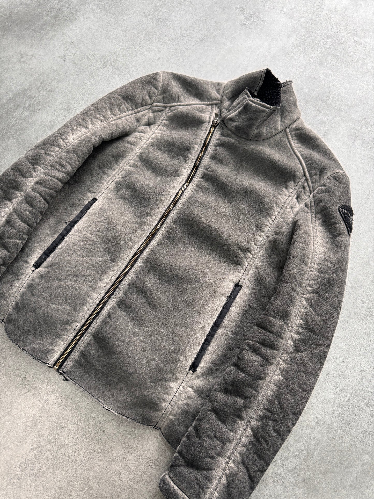 2000s Armani Acid Grey Asymmetrical zip Jacket (S)