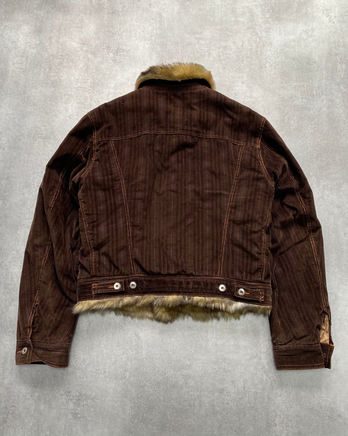 FW2001 Dolce & Gabbana Fur Striped Corduroy Jacket (M/L)