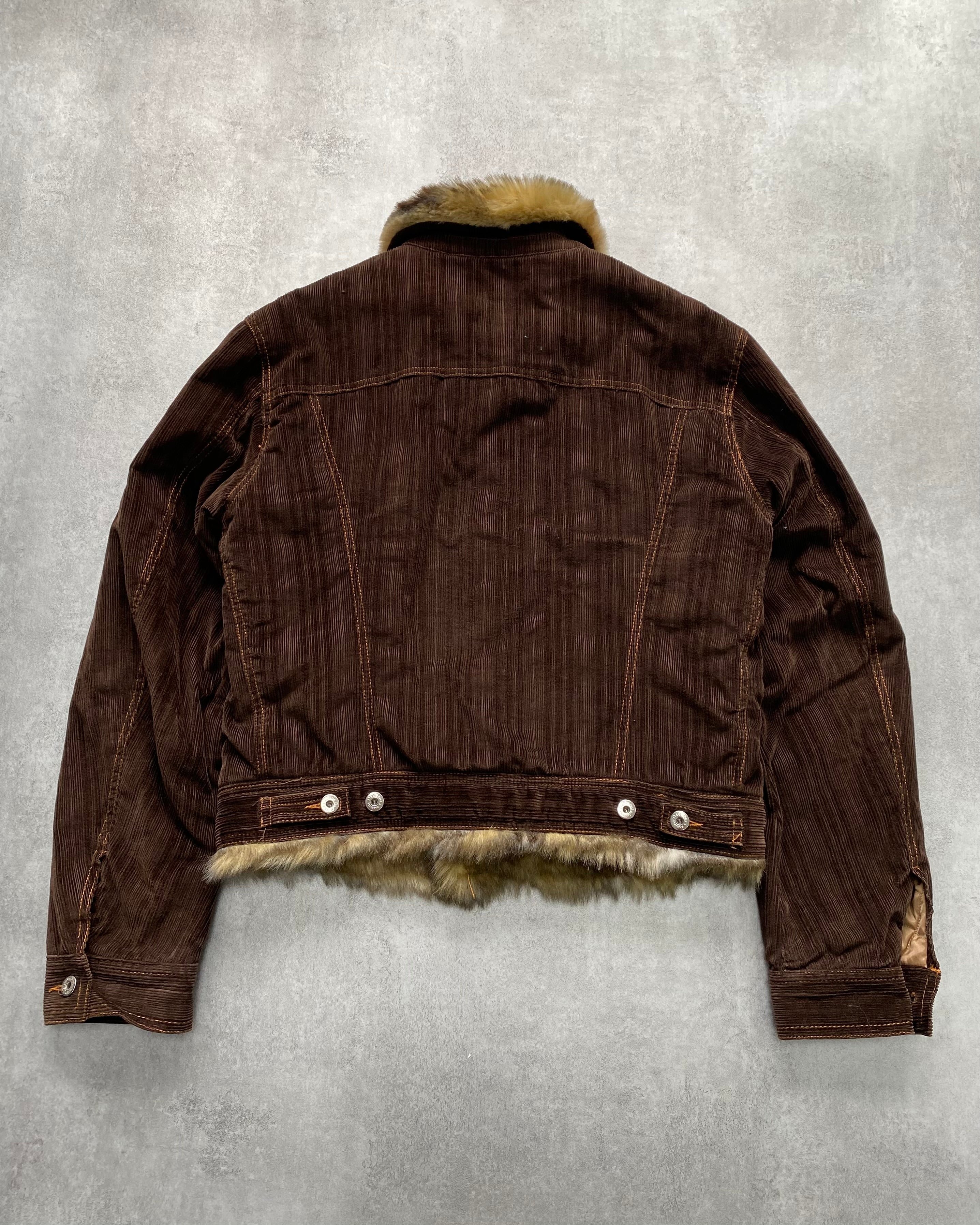 FW2001 Dolce & Gabbana Fur Striped Corduroy Jacket (M/L)