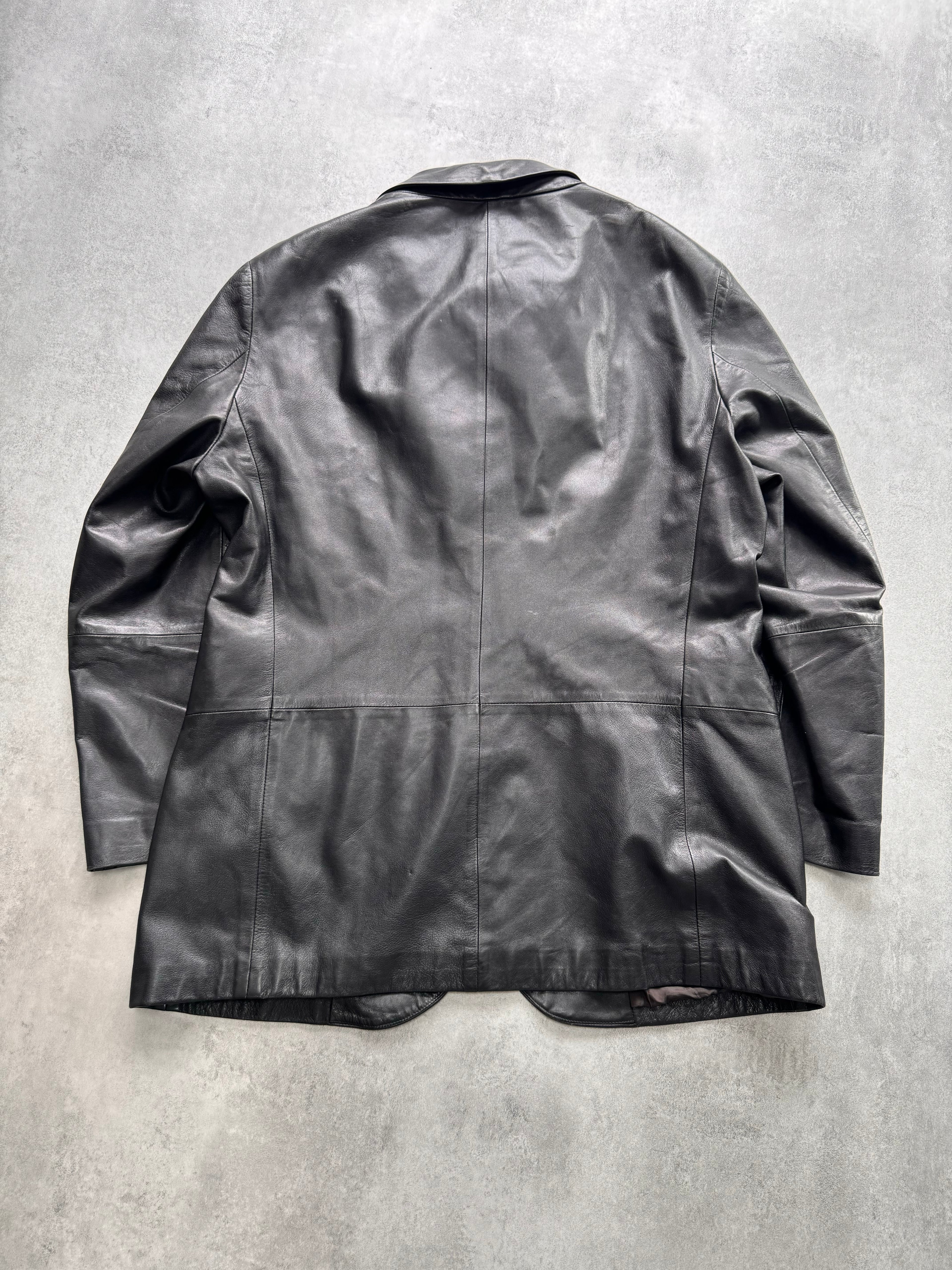 1990s Emporio Armani Leather Suit Jacket (M)