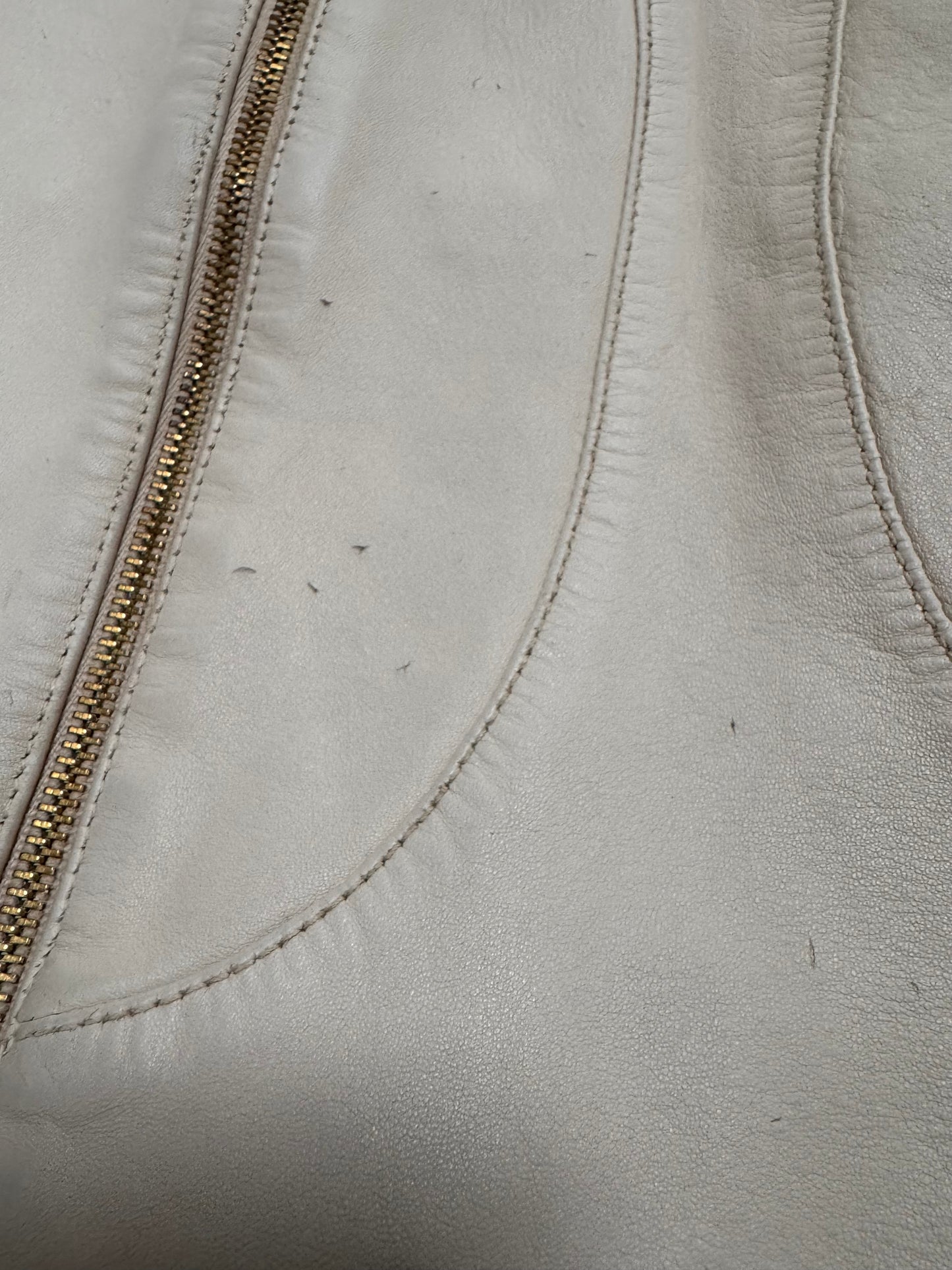 2000s Dolce & Gabbana Cream White Round Leather Jacket (XS)