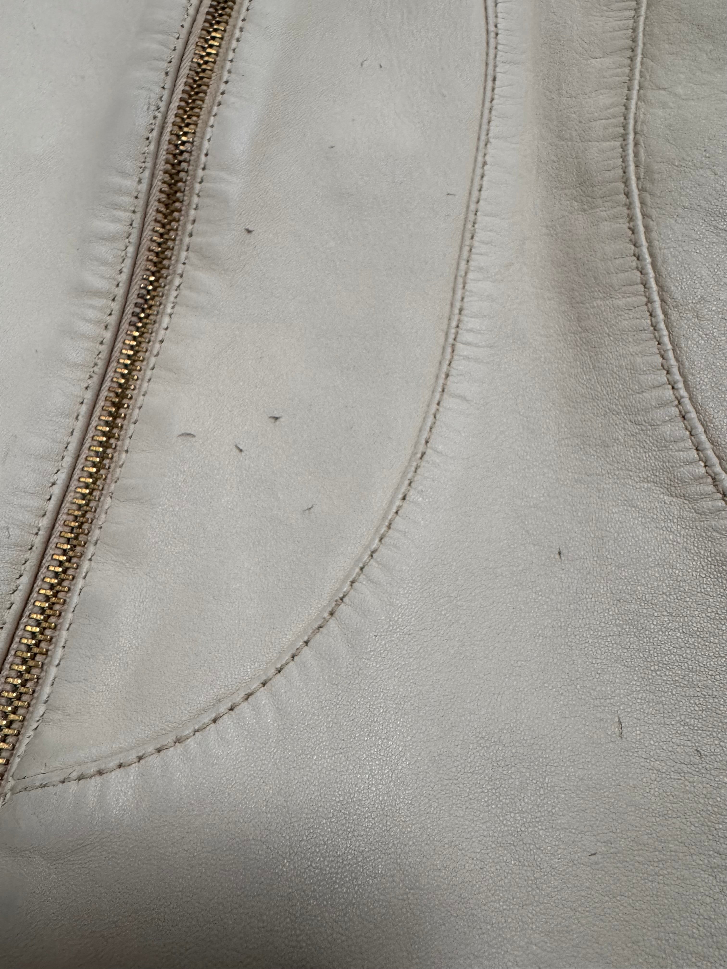 2000s Dolce & Gabbana Cream White Round Leather Jacket
