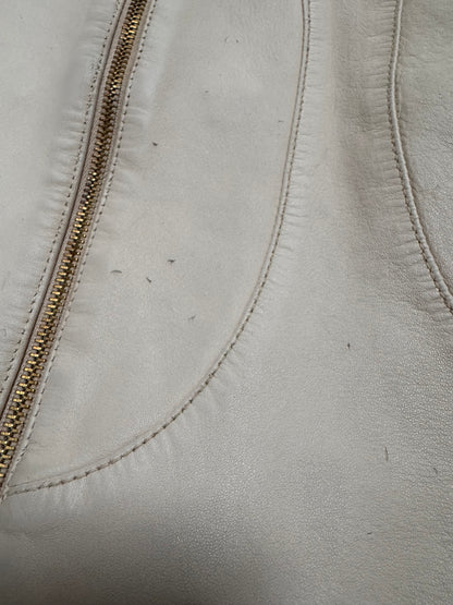 2000s Dolce & Gabbana Cream White Round Leather Jacket (XS)