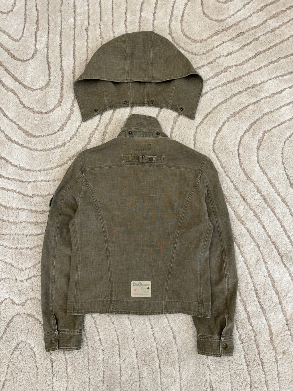 2003 ドルチェ＆ガッバーナ レベル コンバット フード付き デニム ジャケット (S/M)