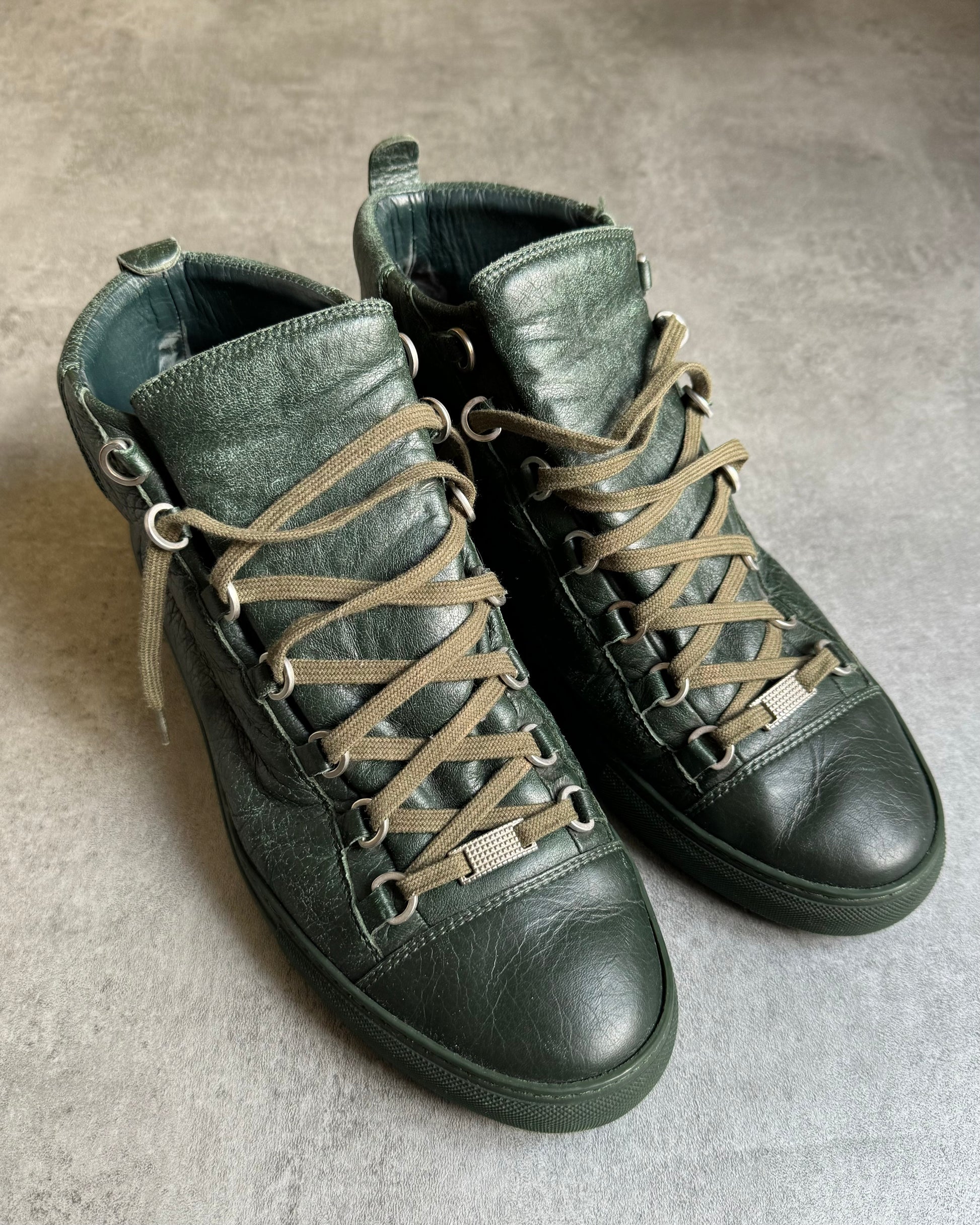 Balenciaga Arena High Green Leather Shoes 45eu us11