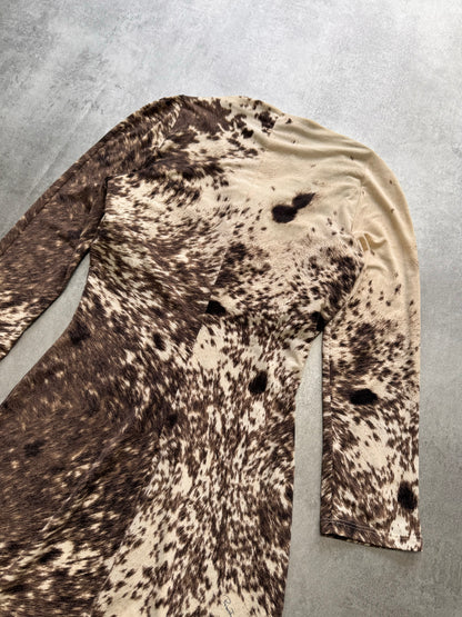 Roberto Cavalli Furry Cowprint Movement Dress (S)