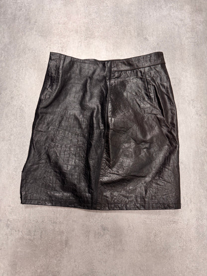 FW2000 Roberto Cavalli Crocodile Effect Leather Black Skirt (S)