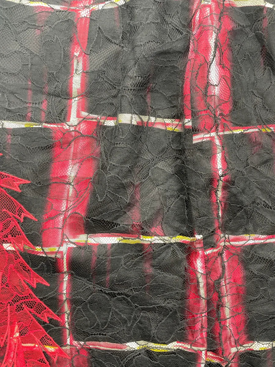 1990s Gianni Versace Black Lace Overlay Plaid Skirt FBjcrNjA 6