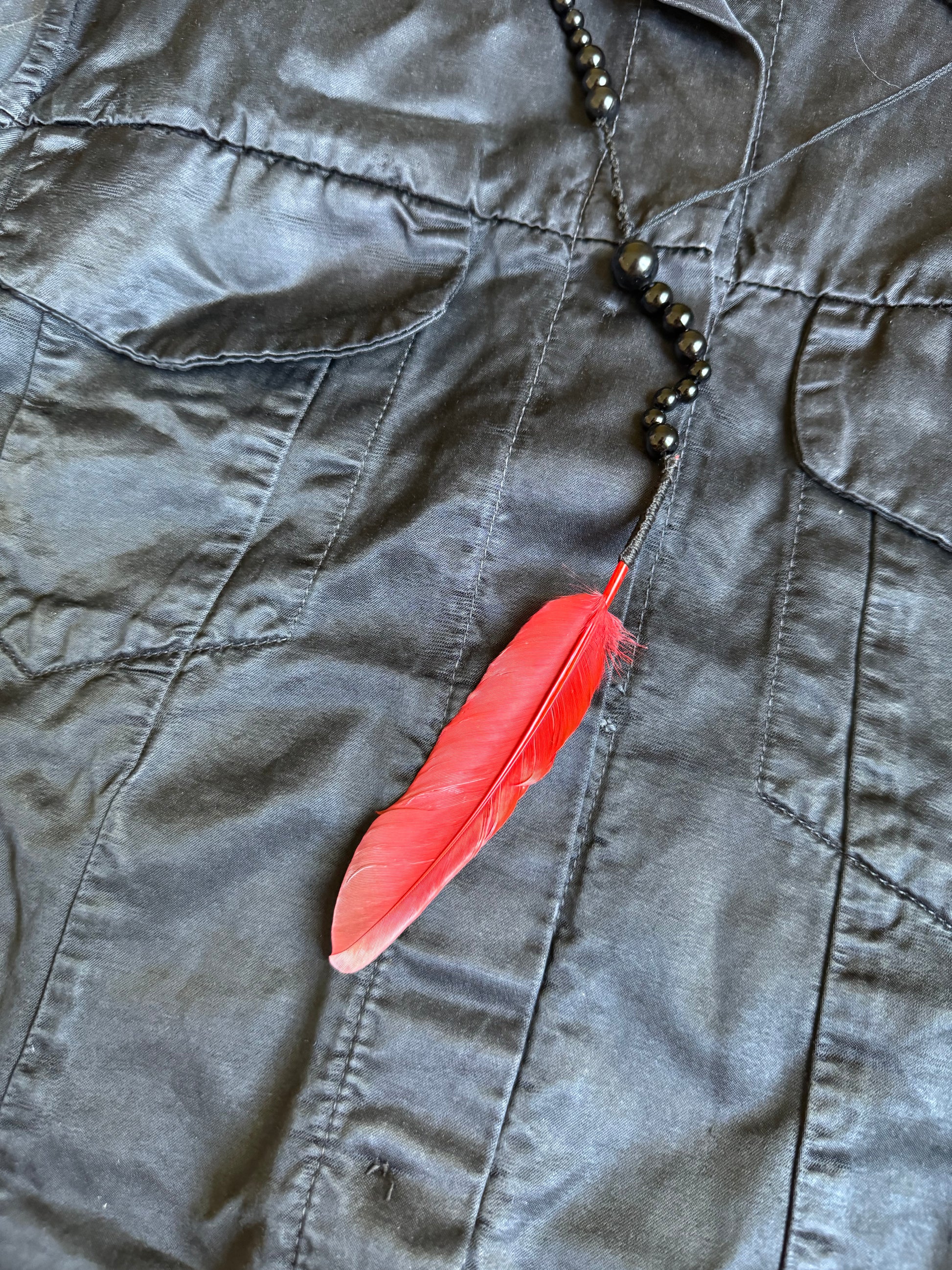 SS2017 Ann Demeulemeester Beaded Red Feather Necklace  (OS) - 7