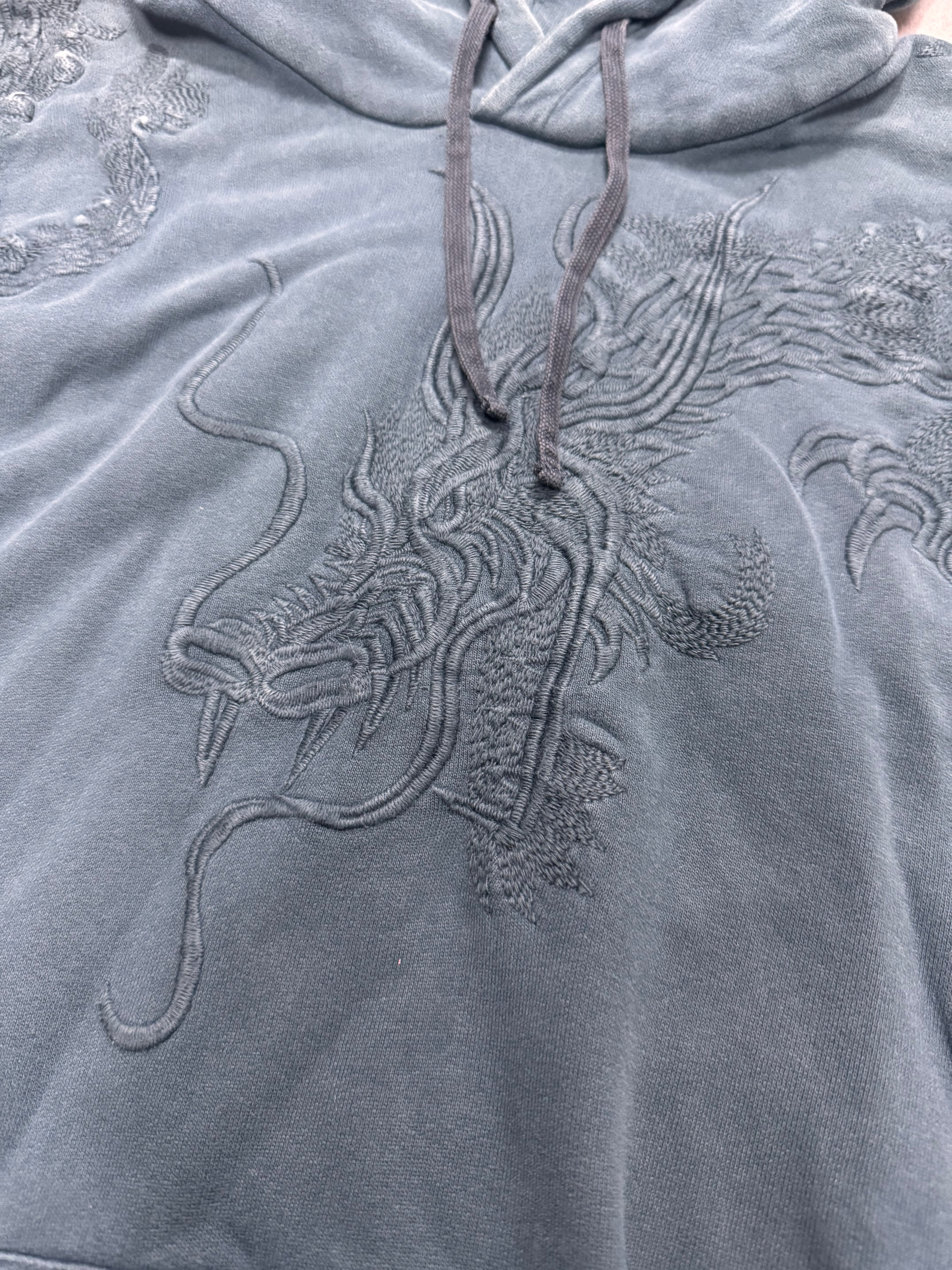 2000s Balmain Embroided Asian Dragon Long Hoodie