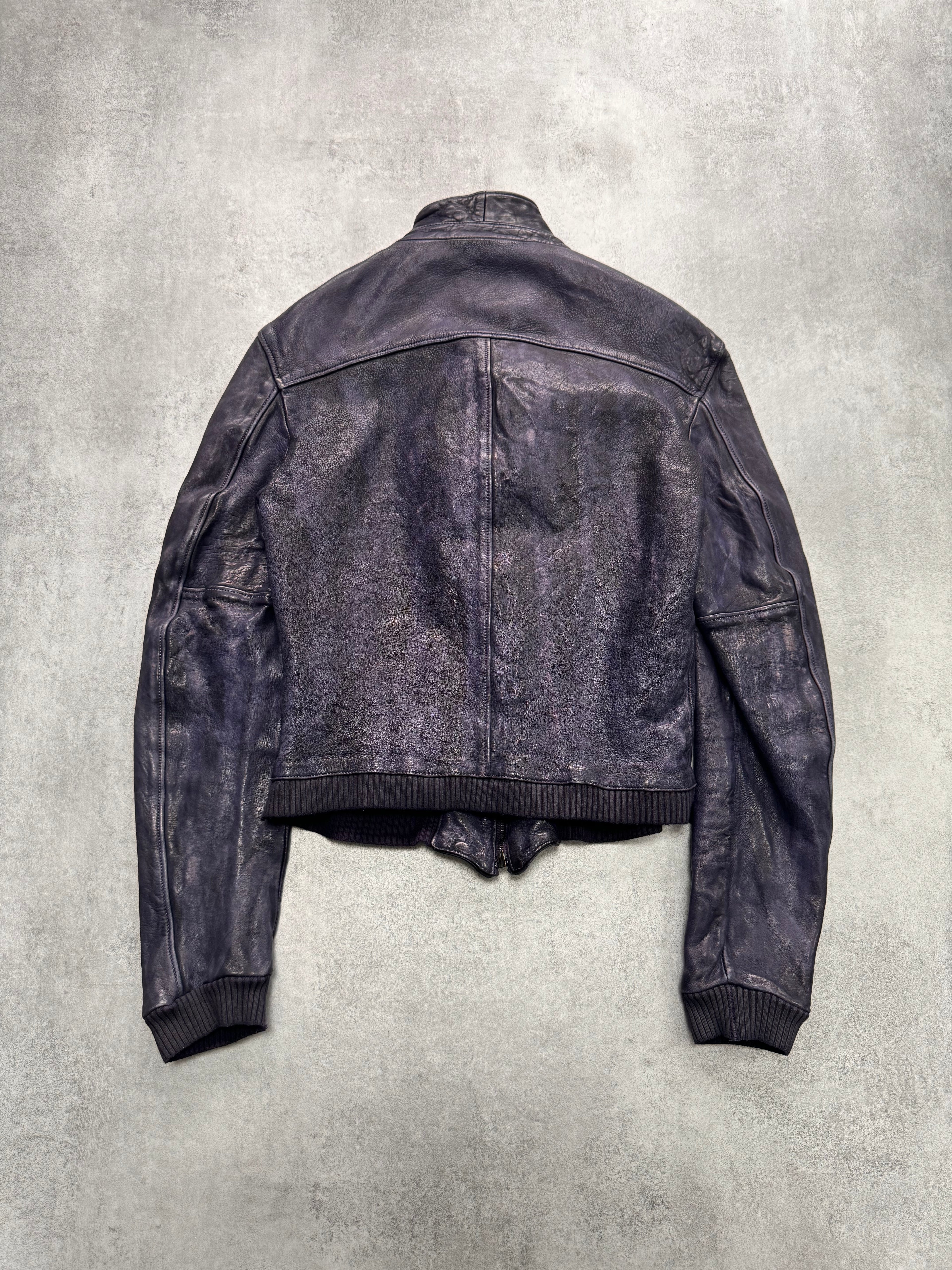 Dolce & Gabbana Galaxy Purple Cropped Leather Jacket