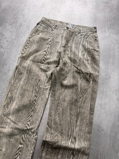 1990s Cavalli Grey Split Wood Pants (XS)