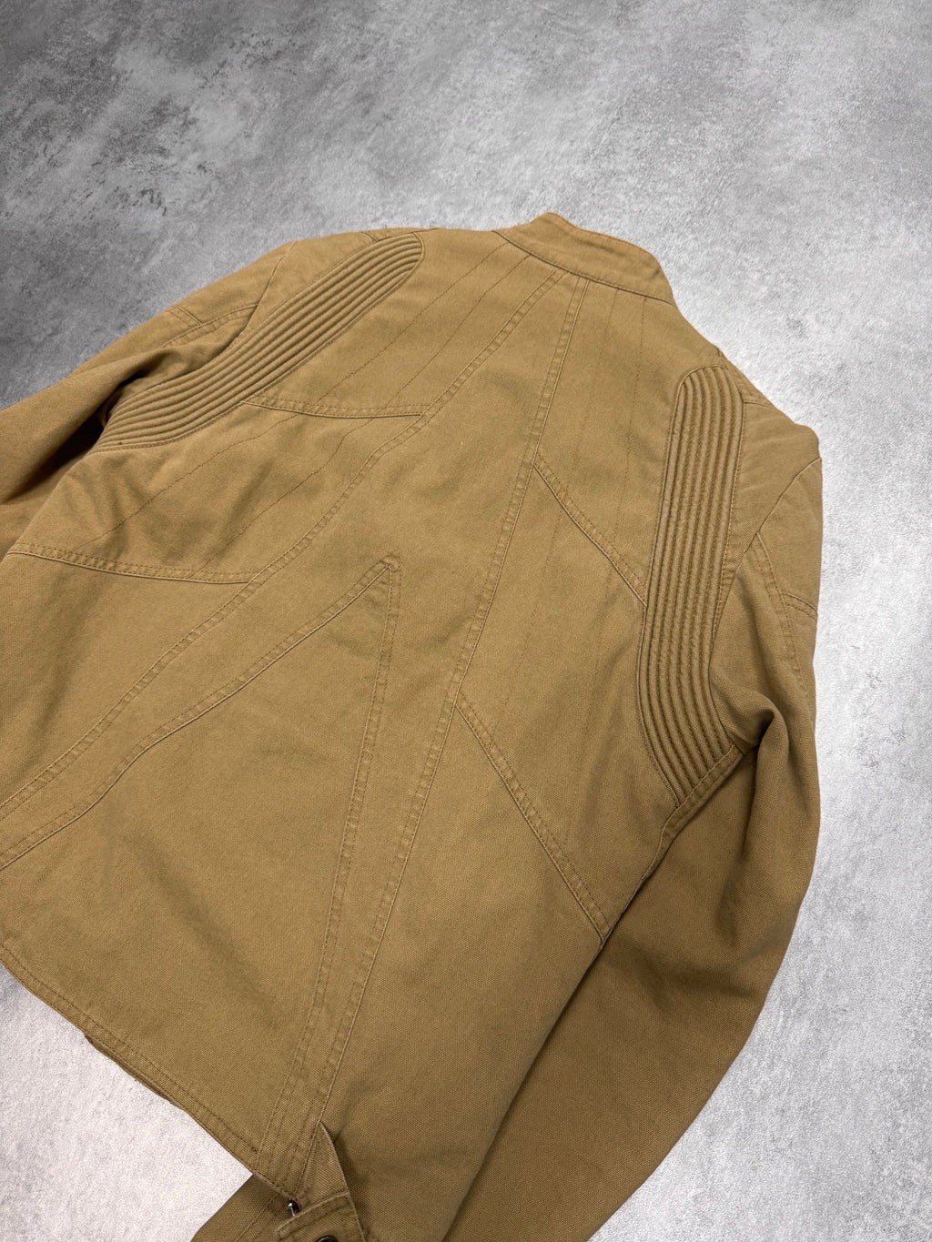 SS2004 Cavalli Biker Structured Beige Denim Jacket