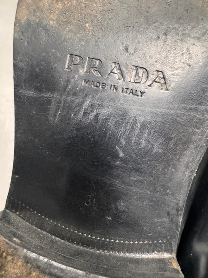 Prada Class Ankle Black Leather Boots (42eu/us8,5)