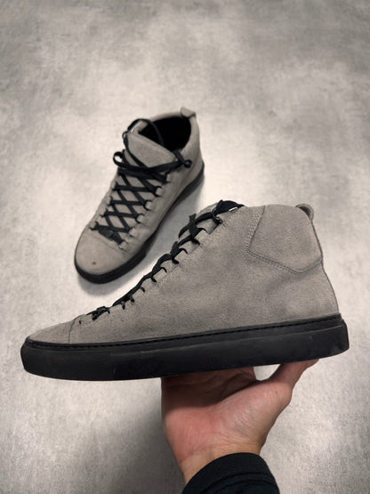 Balenciaga Arena High Grey Suede Leather Sneakers (40eu/us7)