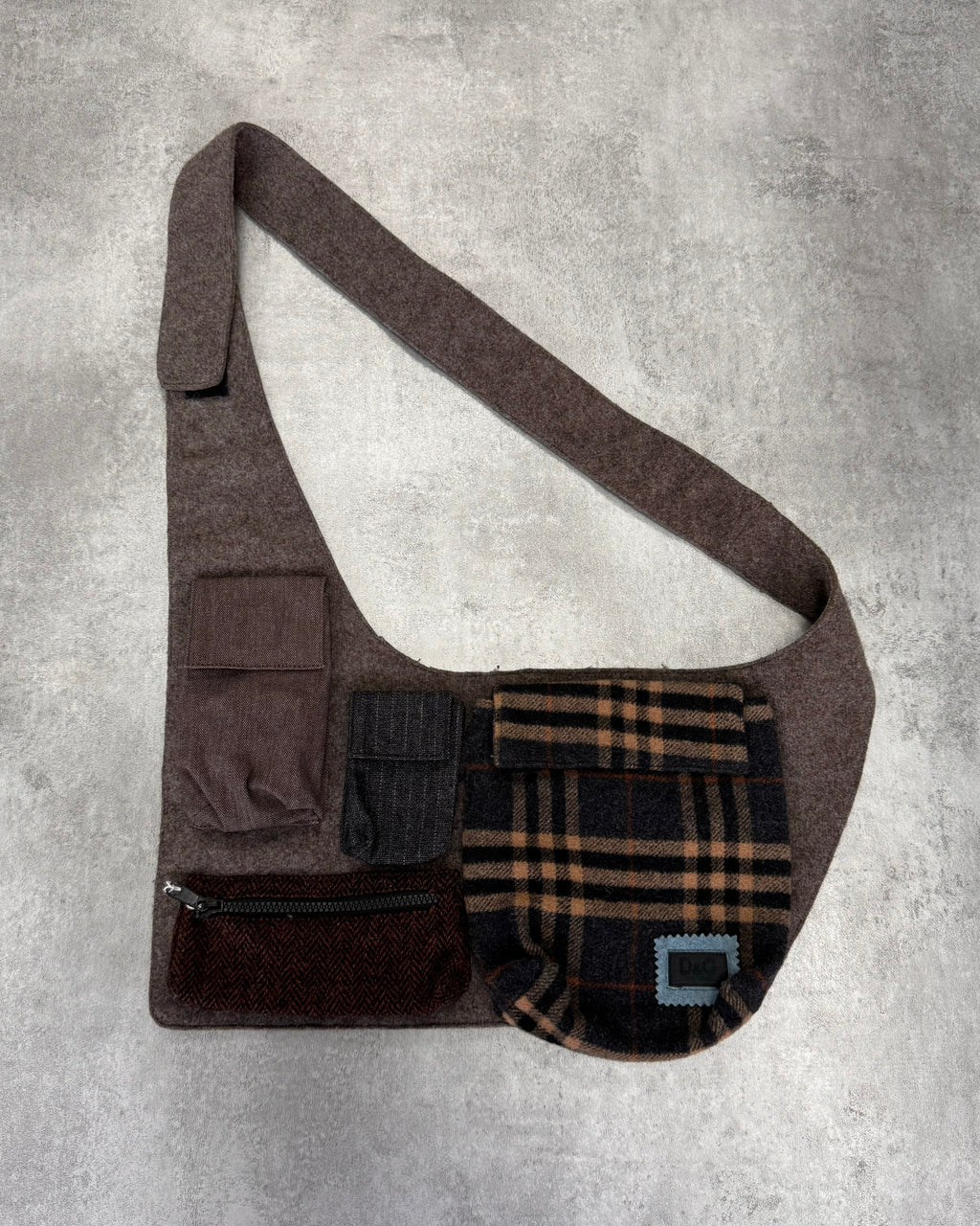 2000s Dolce & Gabbana Multi-Pocket Wool Cross Body Bag
