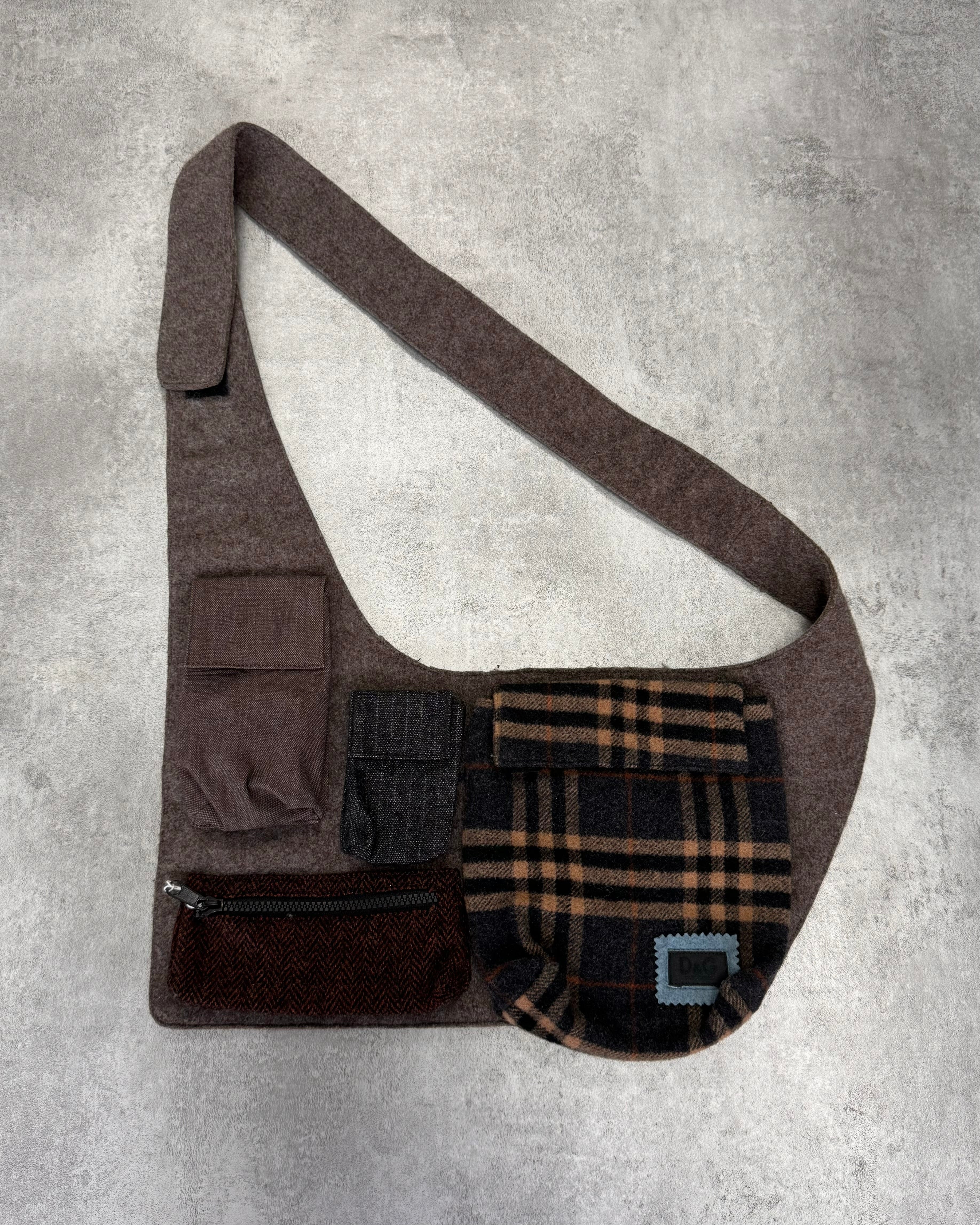 2000s Dolce & Gabbana Multi-Pocket Wool Cross Body Bag