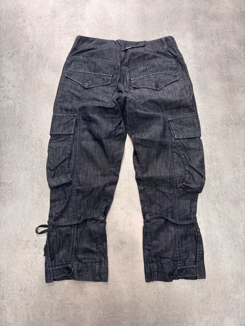 2000s Diesel Cargo Dark Navy Denim Cropped Jeans