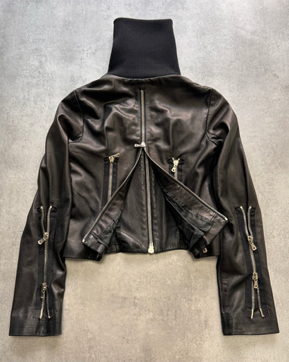 AW2003 Dolce & Gabbana Multi-Zip Leather Jacket (XS)