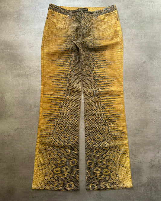 1990s Roberto Cavalli Bees Yellow Scales Pants (M)