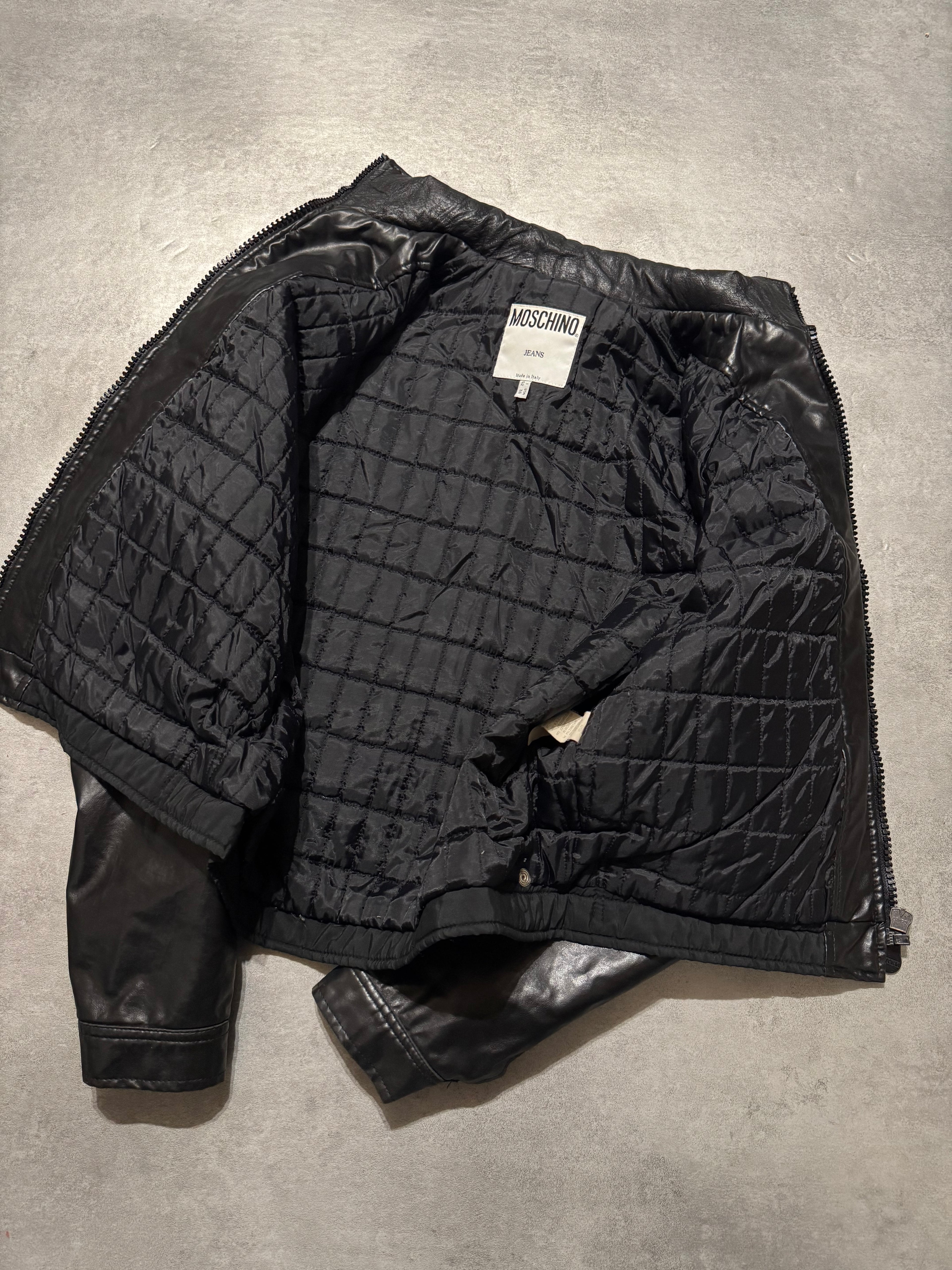 2000s Moschino Nylon Hybrid Black Cropped Jacket