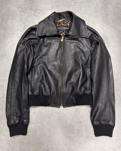 2000s Dolce & Gabbana Black Leather Jacket (XS)