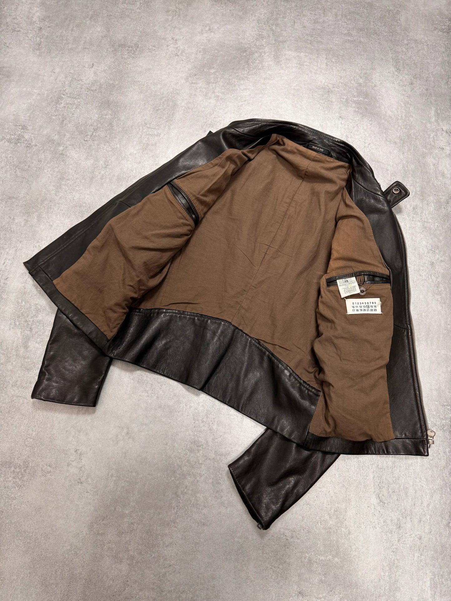 AW2011 Maison Margiela Dark Brown 5-Zip Biker Leather Jacket (S)