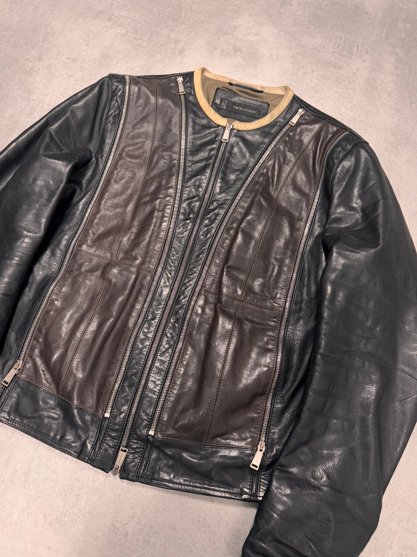 SS2014 Dsquared2 Moto Multi-Zip Calf Leather Jacket (XL)