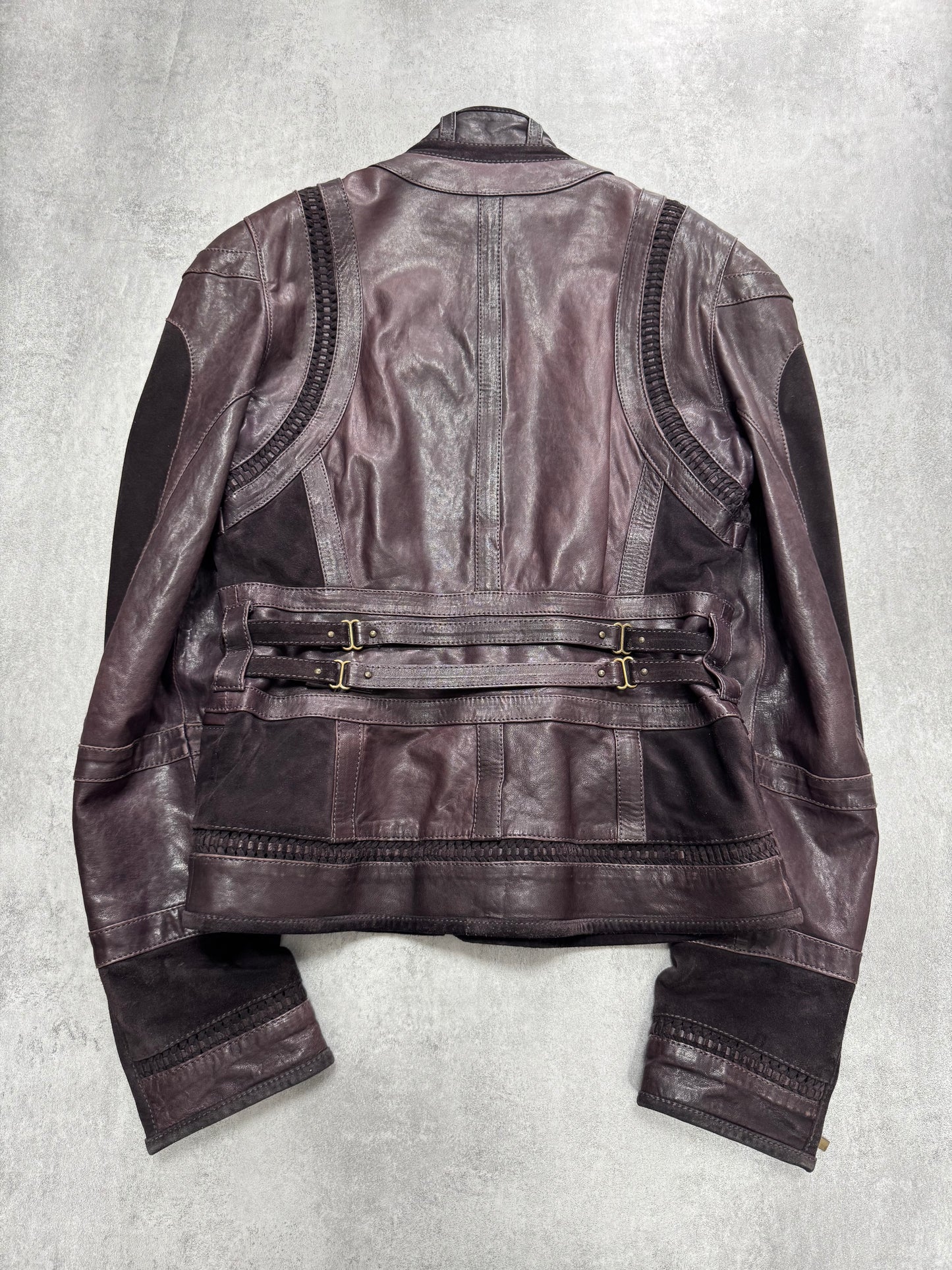 AW2008 AW2008 Cavalli Soldier Purple Metallic Leather Hybride Jacket (S)