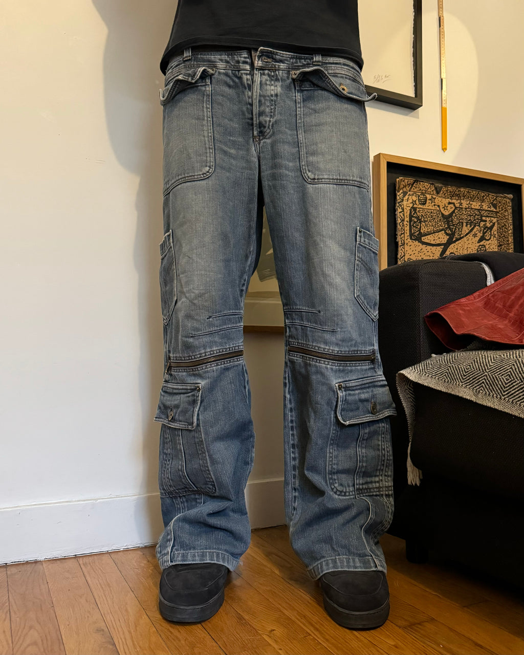 AW2003 Dolce & Gabbana Waisted Masterpiece Faded Denim Cargo