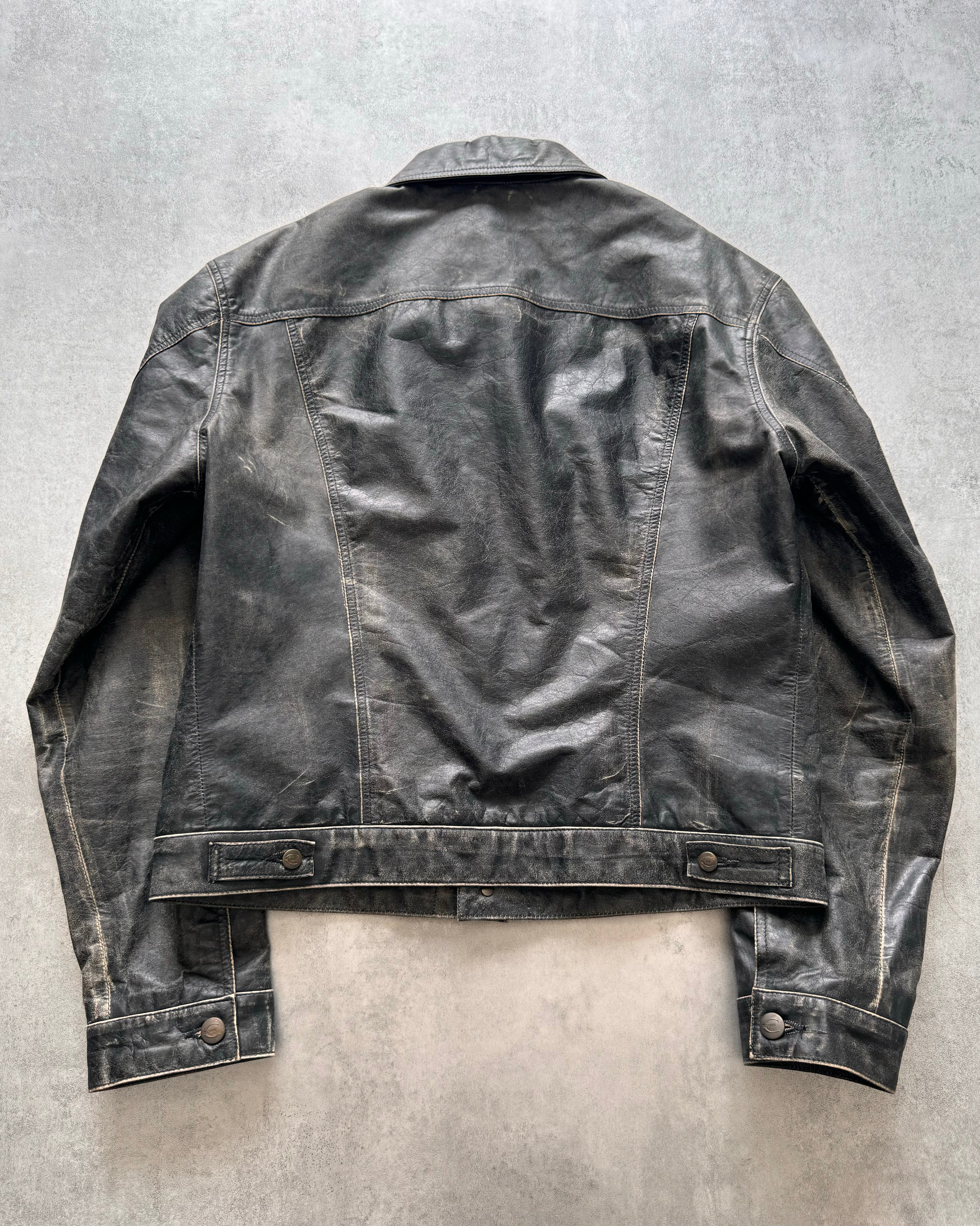 2000s Cavalli Brut Raw Leather Jacket