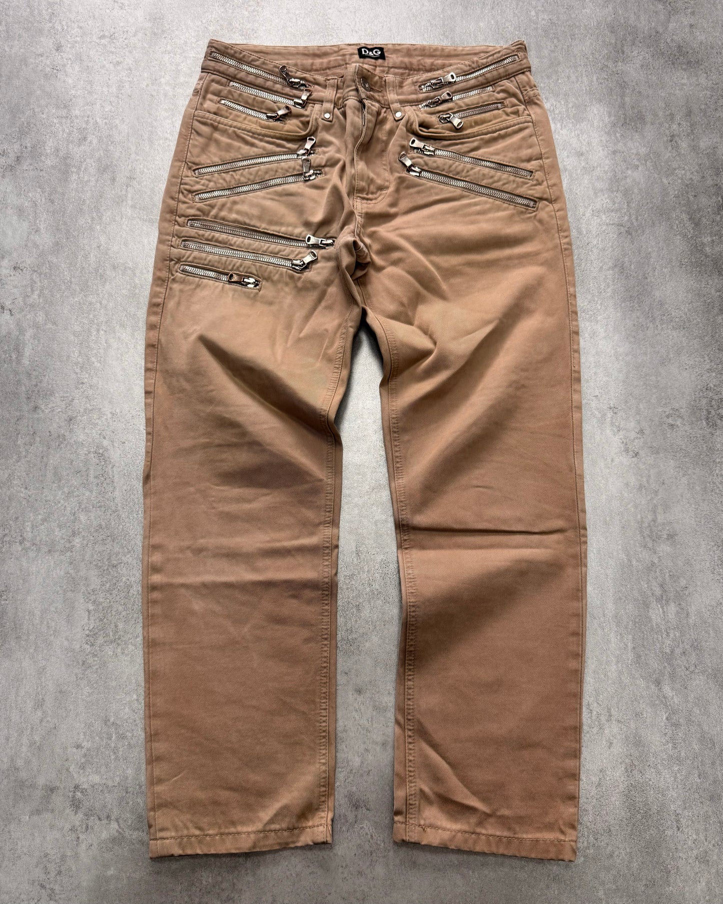 SS2010 Dolce & Gabbana Multi-Zip Beige Pants (XS)